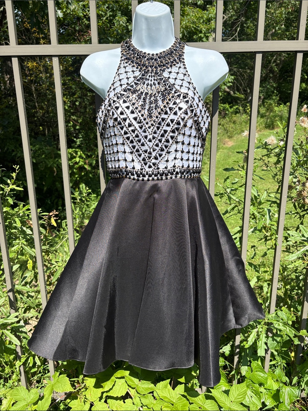Narianna Nox Anabel Style Embellished High Halter Flared Skirt Cocktail Dress XS